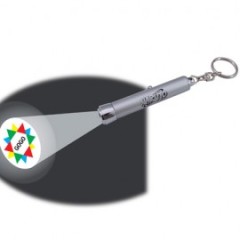 Promotional logo projector torch mini led flashlight keychain